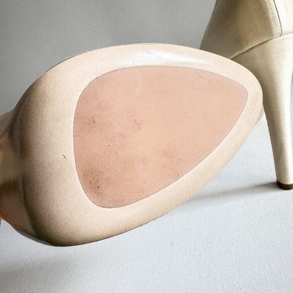 Miu Miu Champagne Satin Classic Platform Heels Wedding 40.5 NEW - Picture 10 of 11